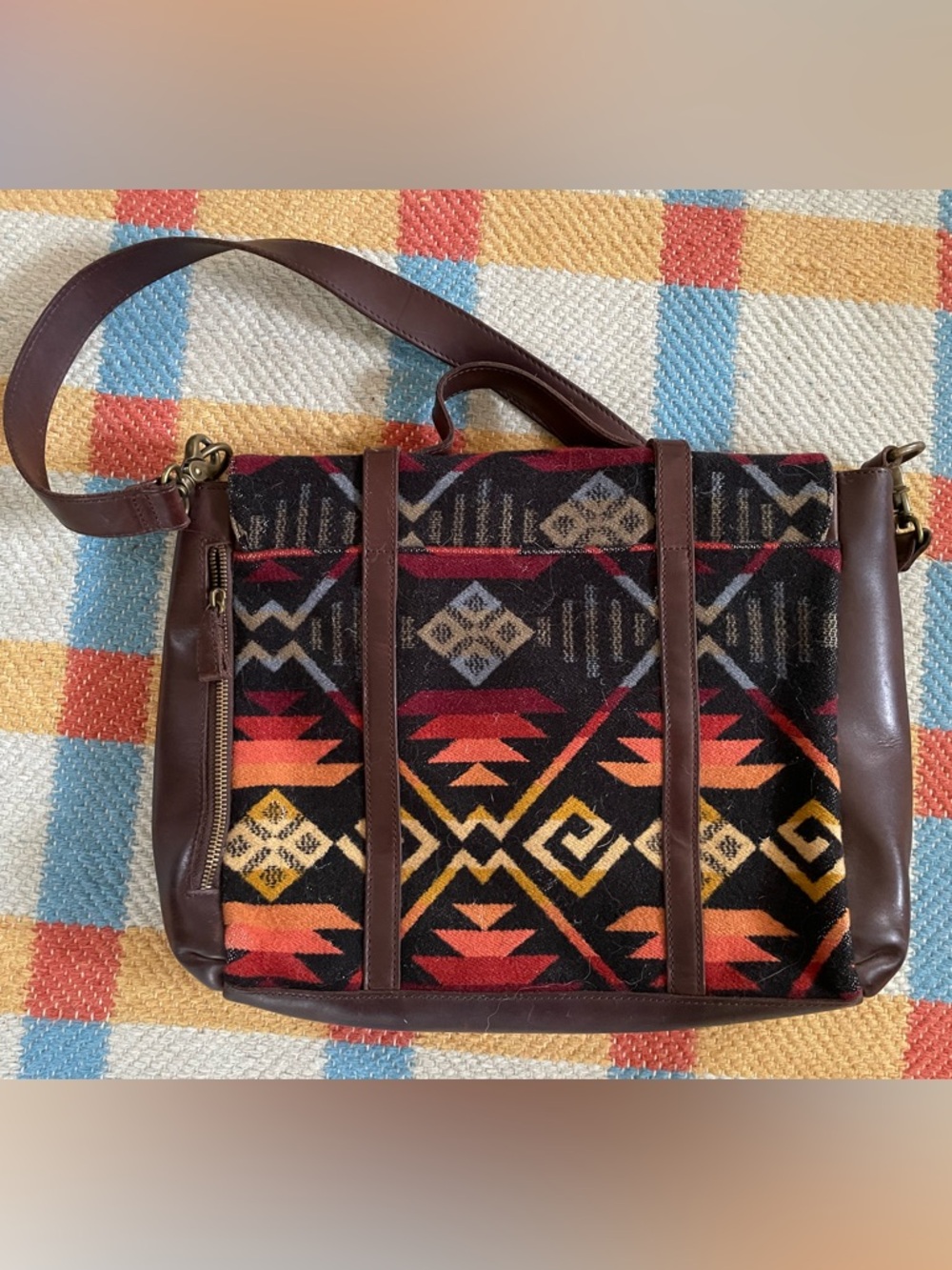 Pendleton Leather and Wool Messenger Bag - Picture 3 of 6